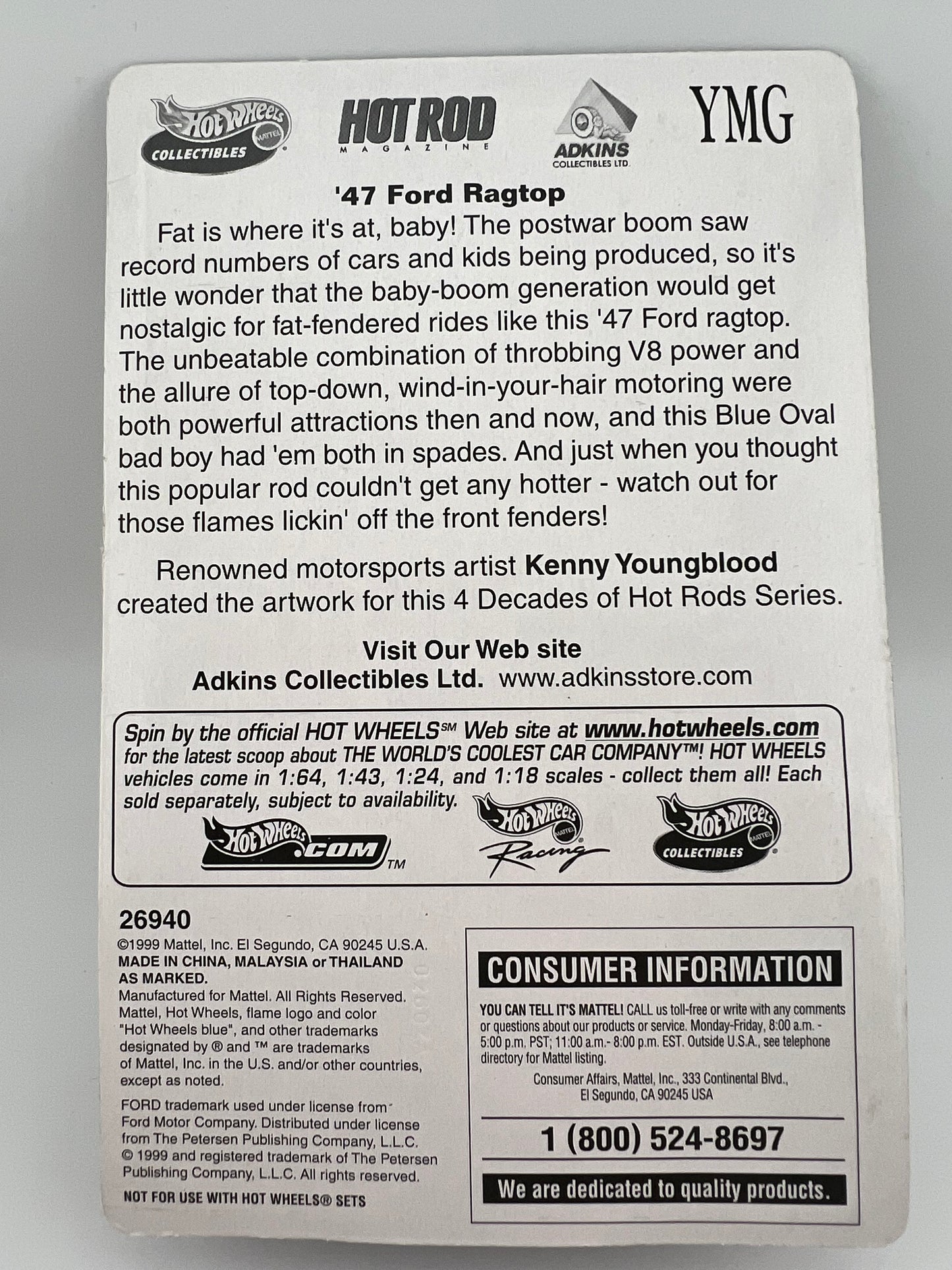 2000 Hot Wheels 4 Decades Of Hot Rods '47 Ford 1:64 Scale Fishwheels