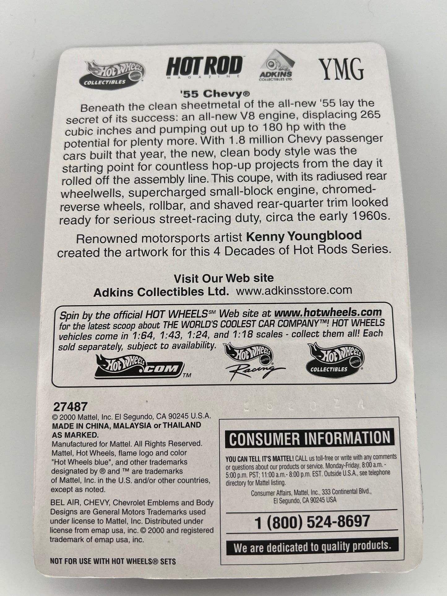 2000 Hot Wheels 4 Decades Of Hot Rods '55 Chevy 1:64 Scale Fishwheels