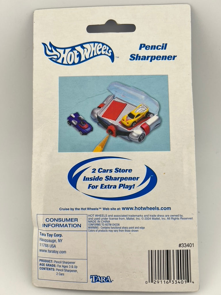 2004 Hot Wheels Micro Cars x 2 Complete with a Pencil Sharpener 1:87 Scale Gold and White Fishwheels