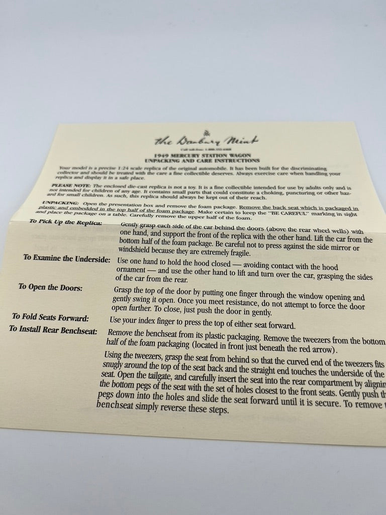 Danbury Mint 1949 Mercury Station Wagon – Bermuda Cream w/ Certificate of Authenticity Fishwheels