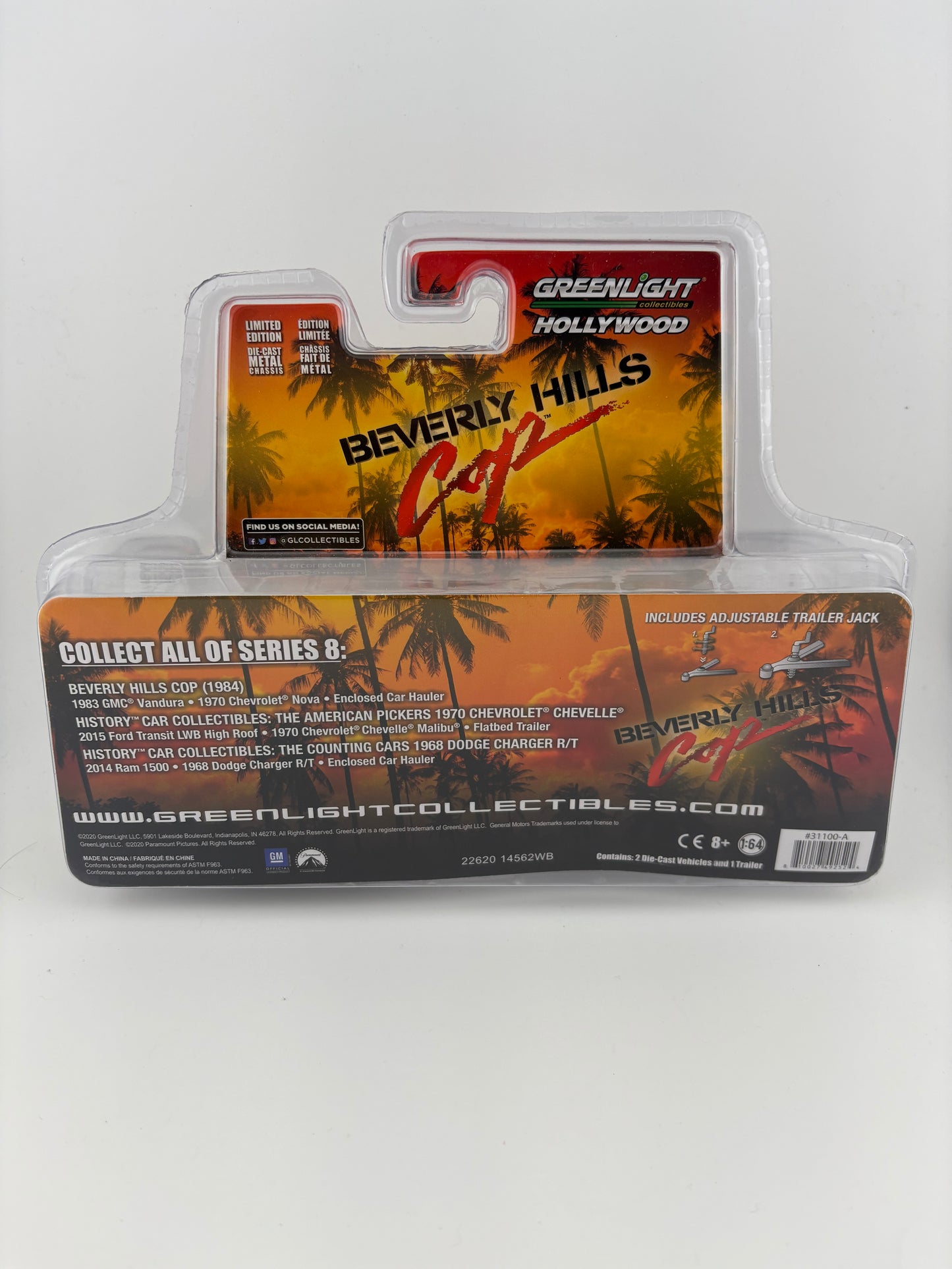 GreenLight Hollywood Hitch & Tow Series 8 – Beverly Hills Cop (1984) – 1983 GMC Vandura, 1970 Chevrolet Nova & Enclosed Car Hauler