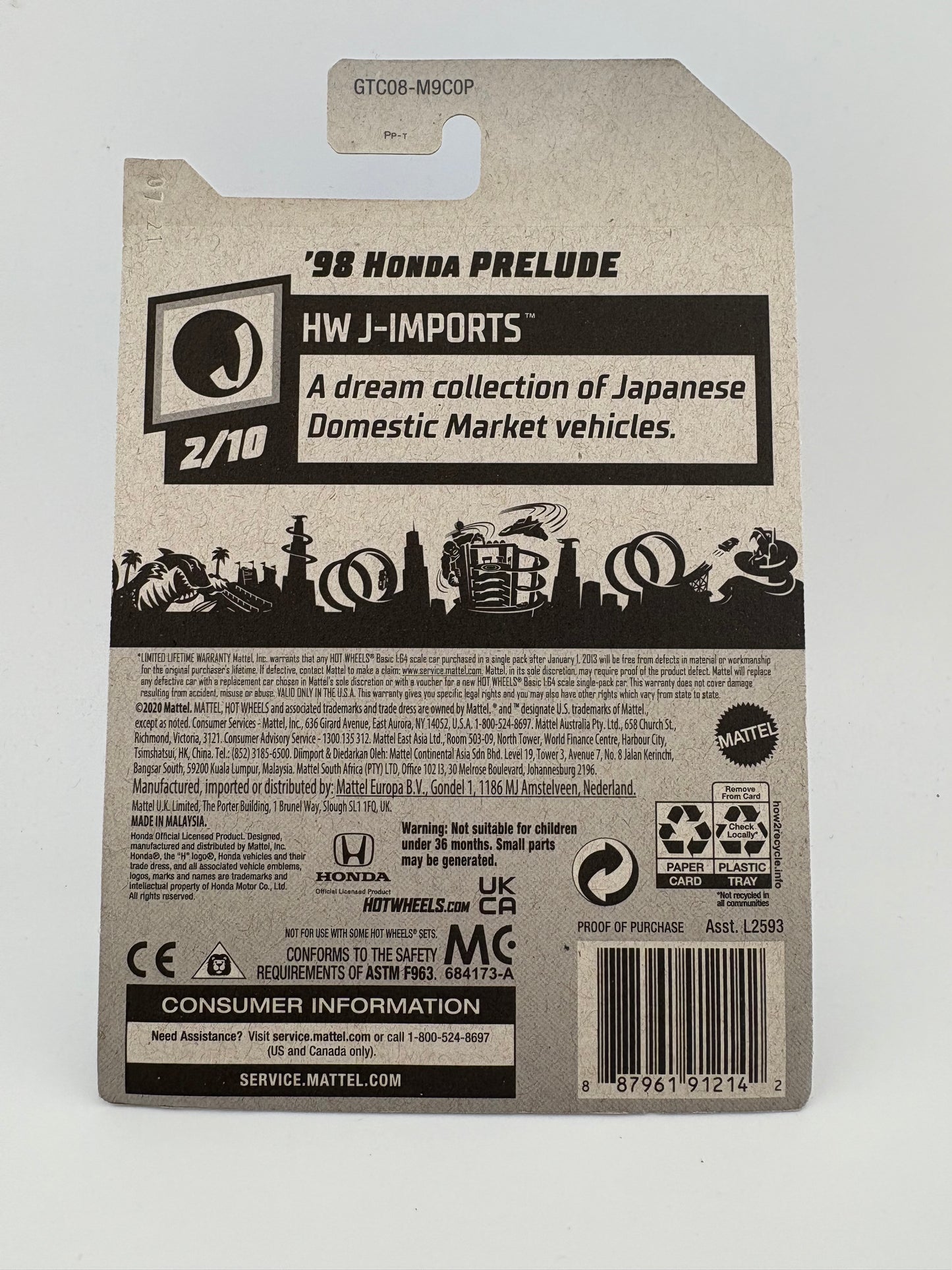 Hot Wheels ’98 Honda Prelude – HW J-Imports(Red)