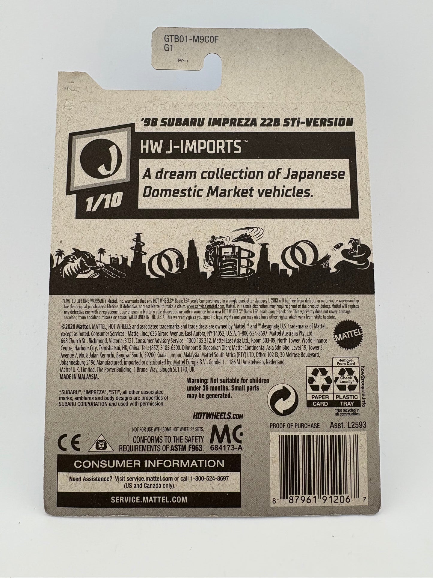 Hot Wheels ’98 Subaru Impreza 22B STi Version(Dark Blue)