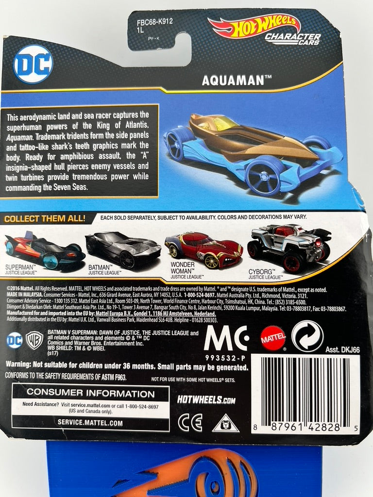 Hot Wheels Character Cars – Aquaman (Justice League) Fishwheels