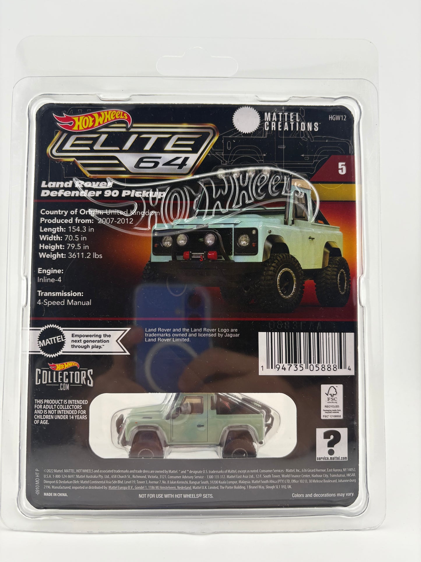 Hot Wheels Elite 64 – Land Rover Defender 90 Pickup