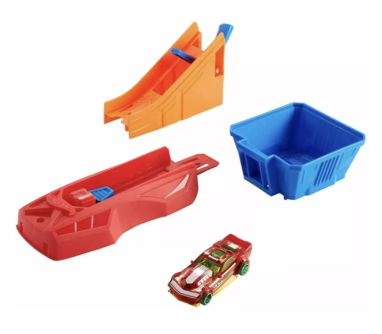 Hot Wheels Flip Ripper Action Stunt Set Yellow Car Track Builder Fishwheels