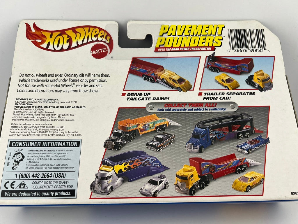 Hot Wheels Pavement Pounders Diecast Transport Truck & ’55 Chevy Fishwheels