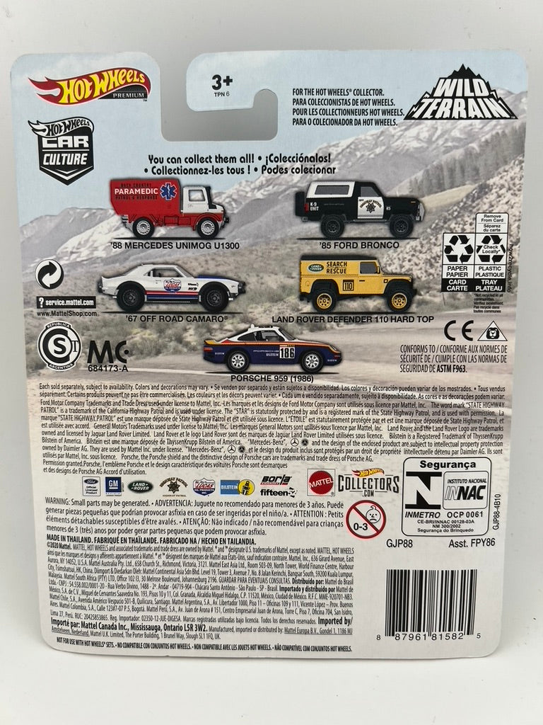 Hot Wheels Premium '85 Ford Bronco – Highway Patrol (Car Culture: Wild Terrain) Fishwheels