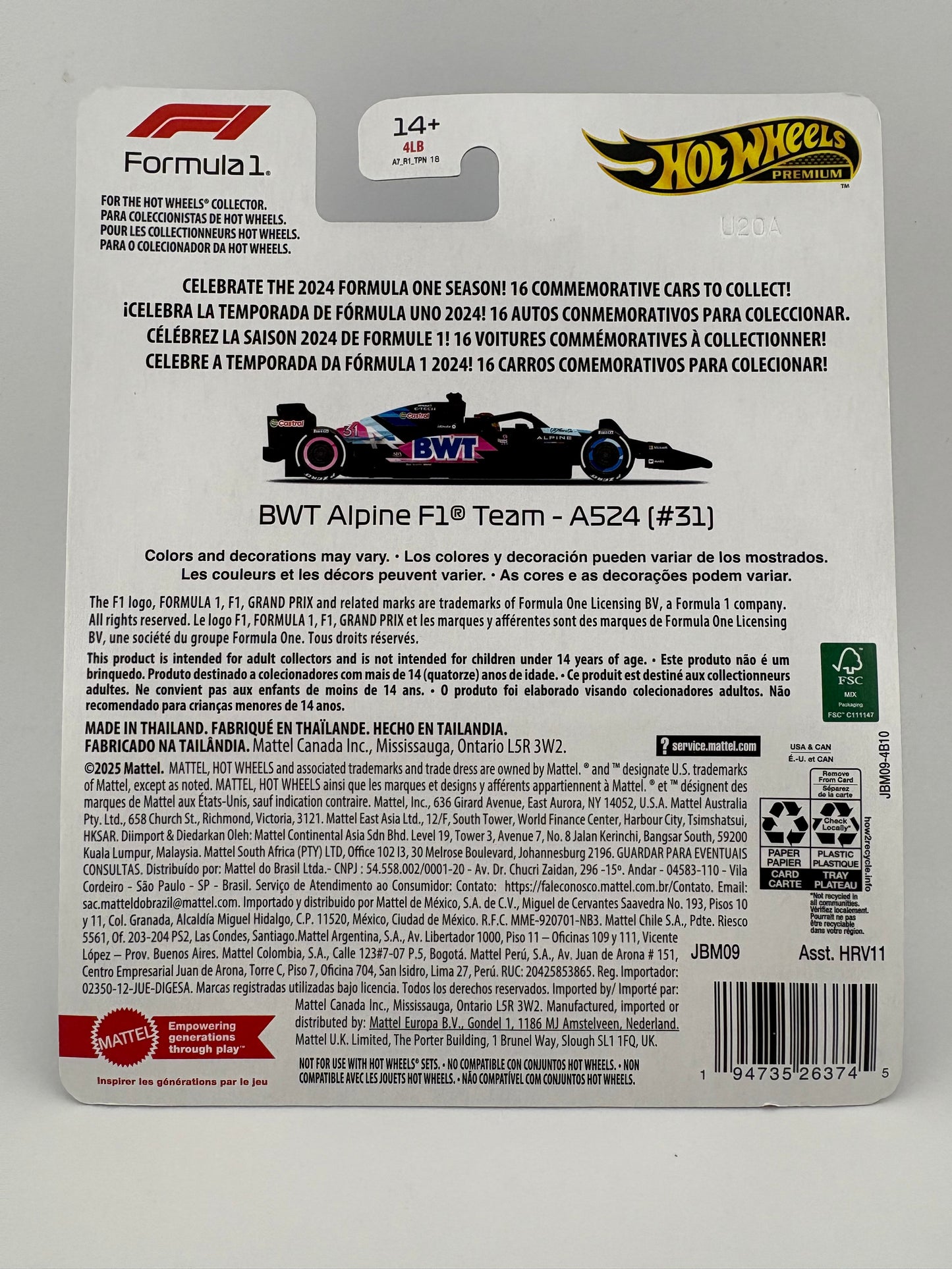 Hot Wheels Premium – Formula 1 2024: BWT Alpine F1 Team – A524 (#31)