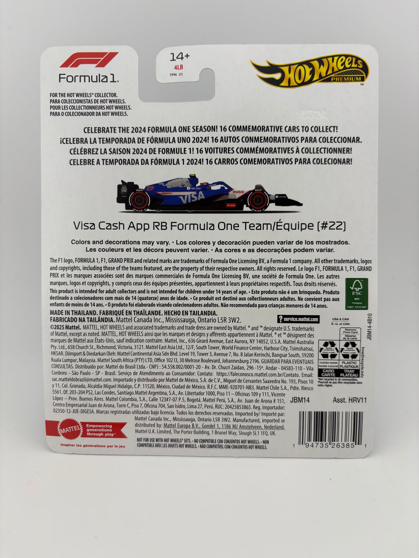 Hot Wheels Premium Visa Cash App RB Formula One Team (Yuki Tsunoda)