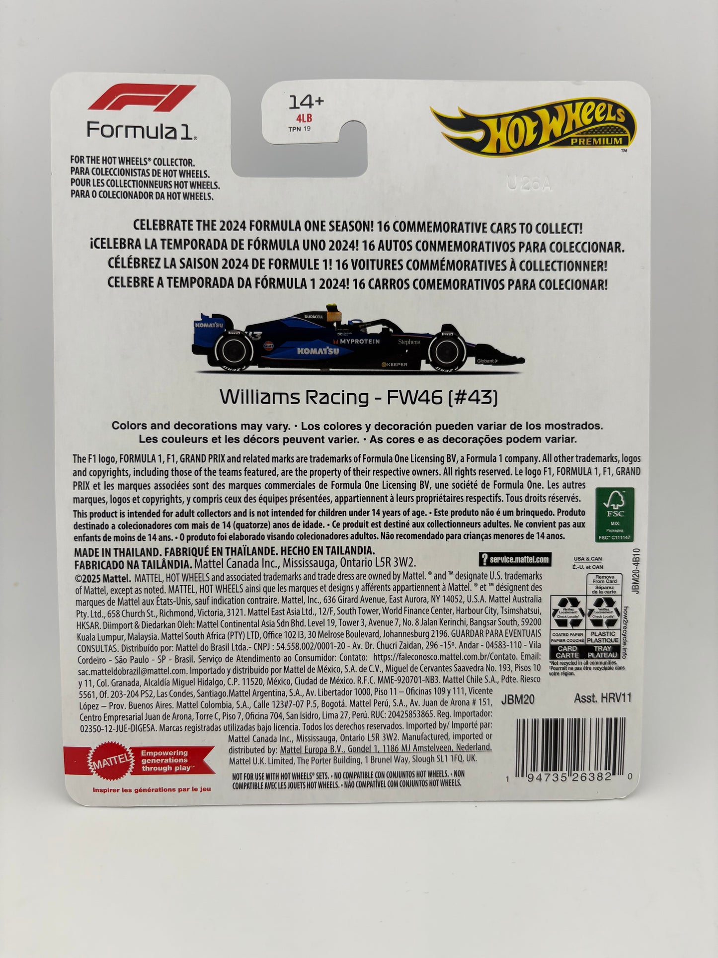 Hot Wheels Premium – Williams Racing FW46 (Logan Sargeant)