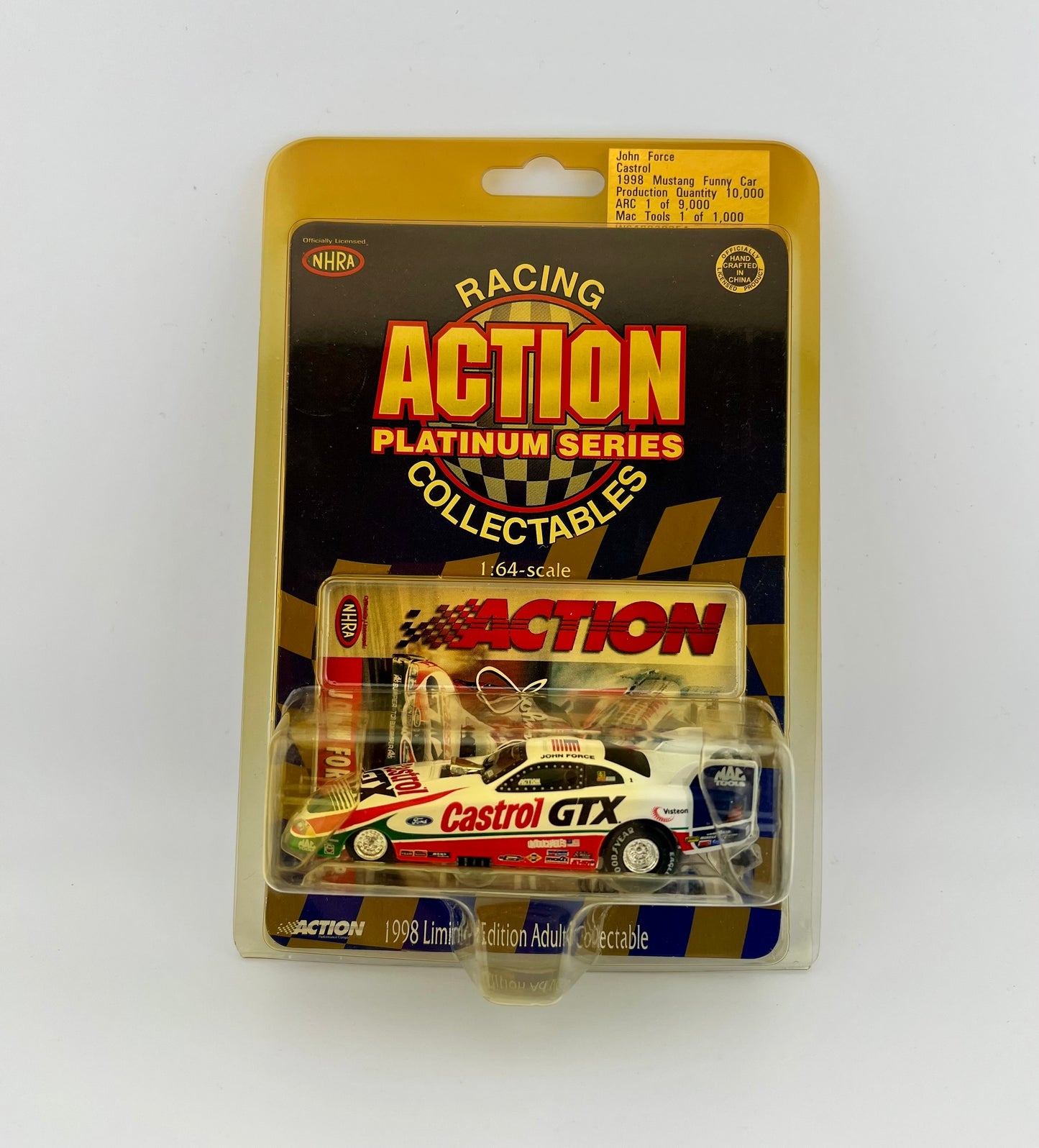 John Force Castrol 1998 Die Cast Collectable Action Racing Platinum Series 1:64 Scale Fishwheels