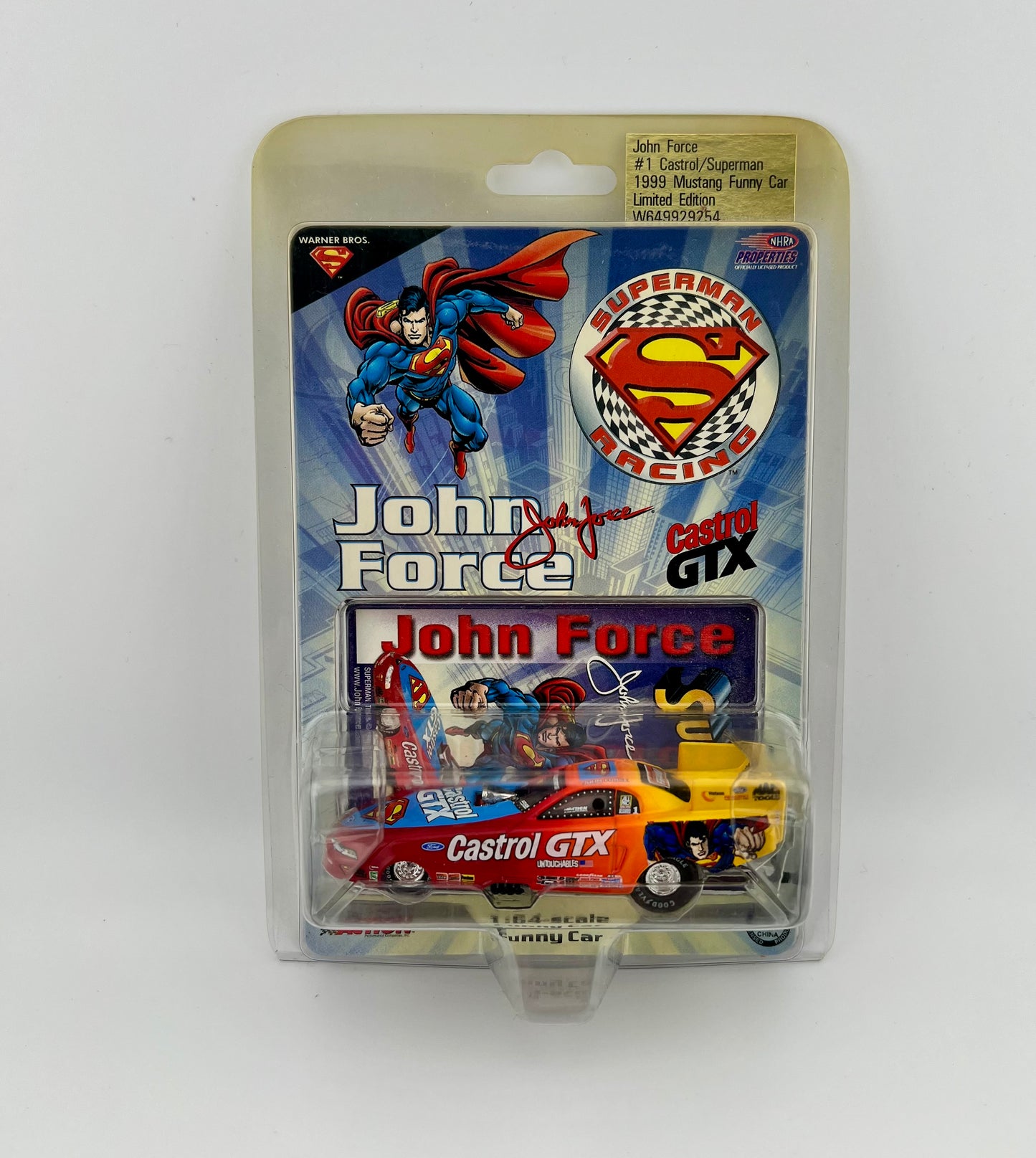 John Force Castrol GTX 1999 Mustang Funny Car Action ARC 1:64 Superman 
Fishwheels