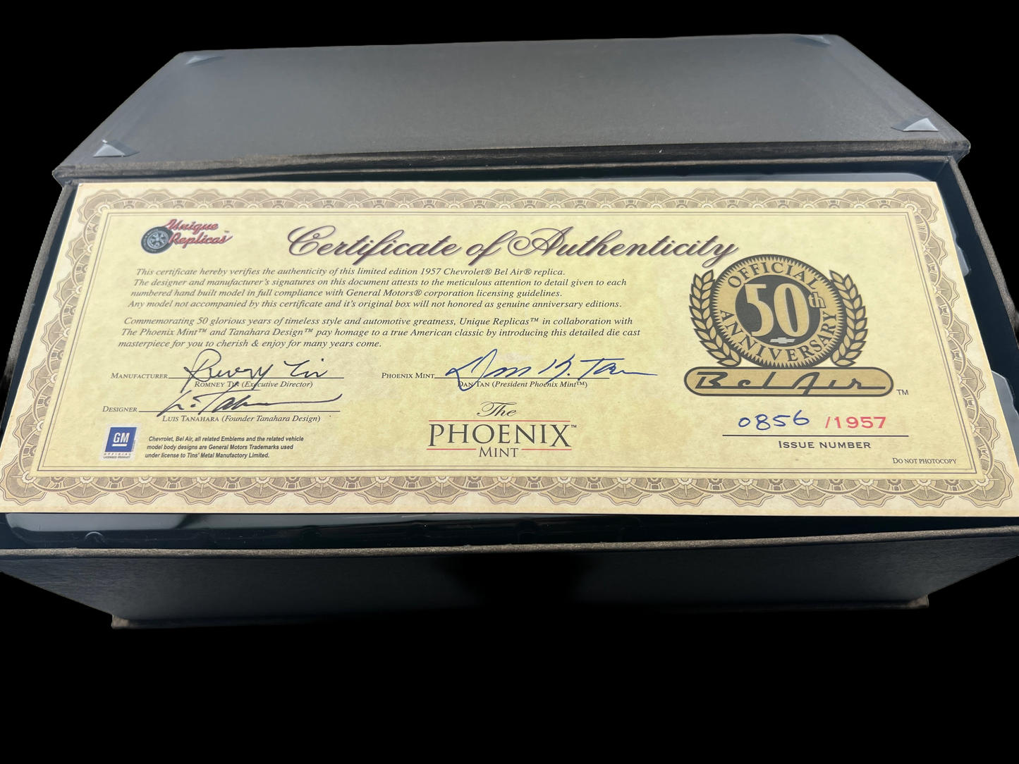 Phoenix Mint New GM 1957 Chevy Bel Air 50th Anniversary 1/24 with Box and Certificate
