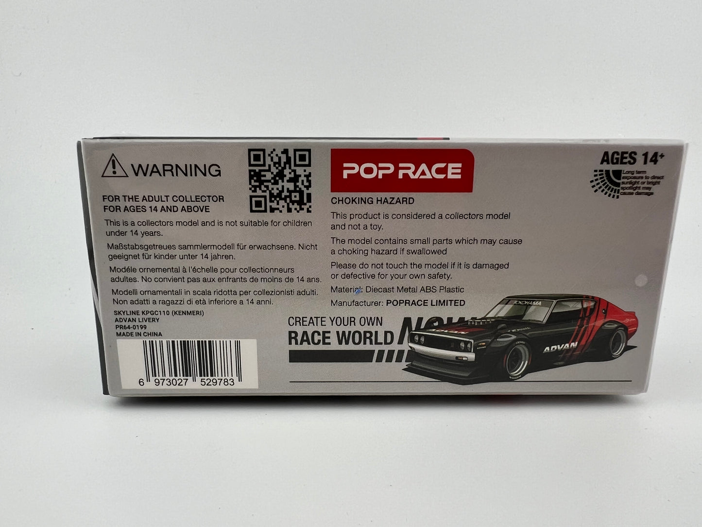 Pop Race 1:64 scale Nissan Skyline KPGC110 (Kenmeri) Fishwheels