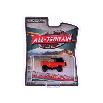 1969 Ford Bronco Lifted with Soft Top - Poppy Red All-Terrain Series 16 Greenlight Collectibles Fishwheels