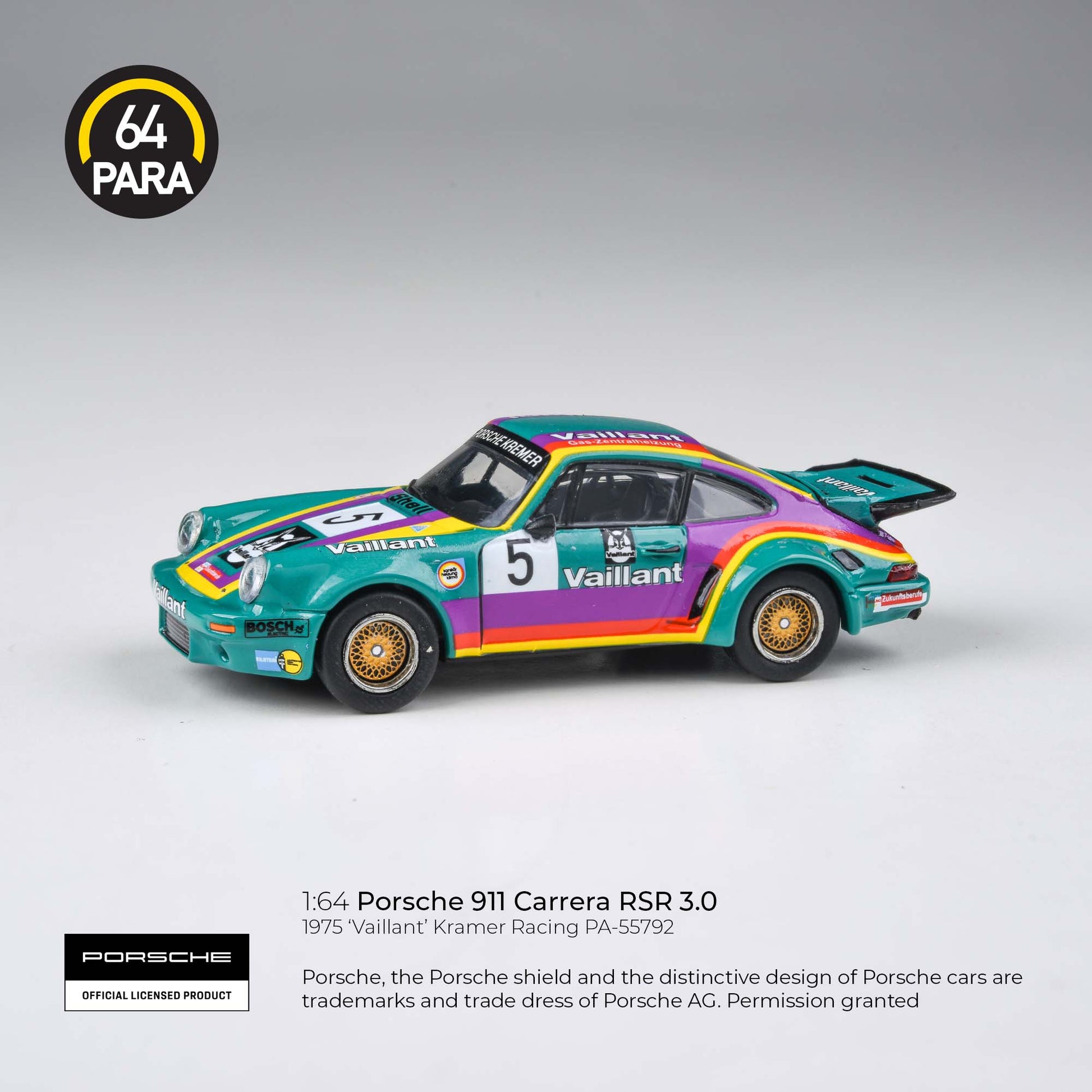 1975 Porsche 911 3.0 RSR 'Vaillant' Para 64 1:64 Scale
