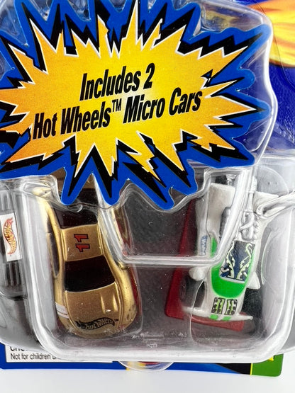2004 Hot Wheels Micro Cars x 2 Complete with a Pencil Sharpener 1:87 Scale Gold and White Fishwheels