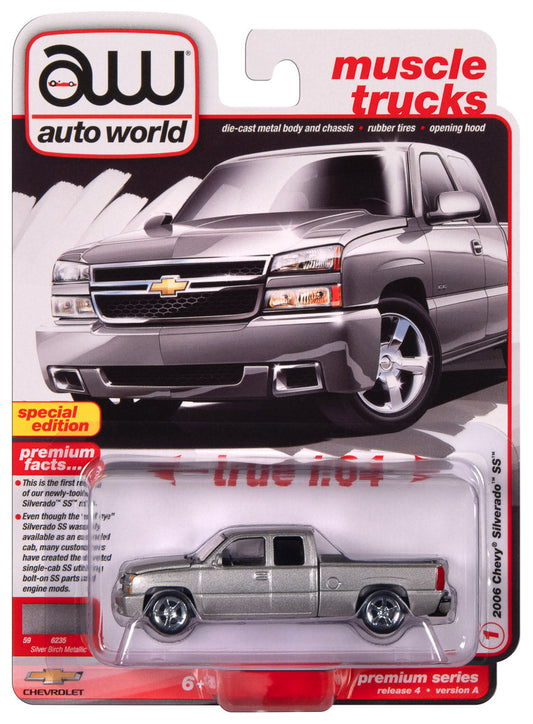 2006 Chevy Silverado SS Truck Extended Cab 'Cat eye' w/Fleetside Bed Fine Silver Birch Metallic Auto World - Fishwheels