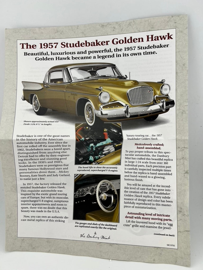 Danbury Mint 1957 Studebaker Golden Hawk – Tiara Gold/Arctic White Fishwheels