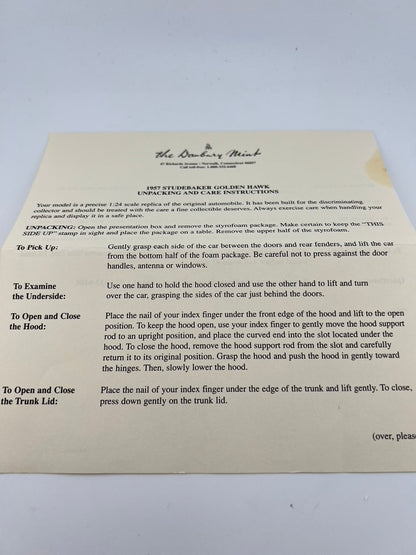 Danbury Mint 1957 Studebaker Golden Hawk – Tiara Gold/Arctic White Fishwheels