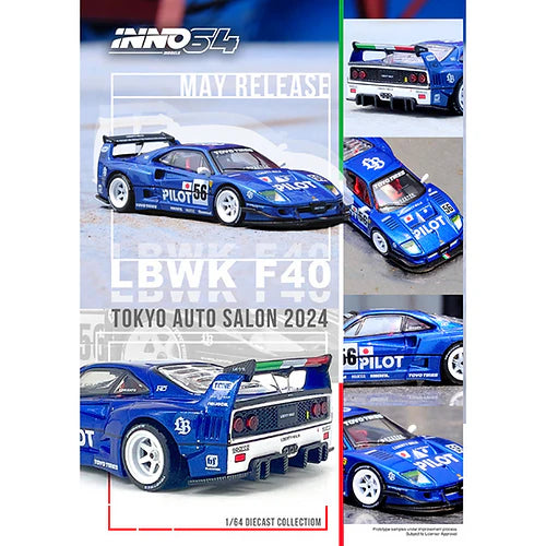Ferrari F40 Liberty Walk Pilot Tokyo Auto Salon 2024 Blue Inno 64 - Fishwheels