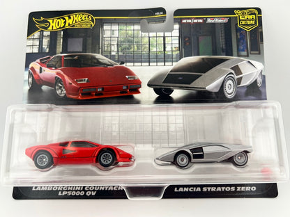 Hot Wheels Car Culture 2-Pack – Lamborghini Countach LP5000 QV & Lancia Stratos Zero Fishwheels
