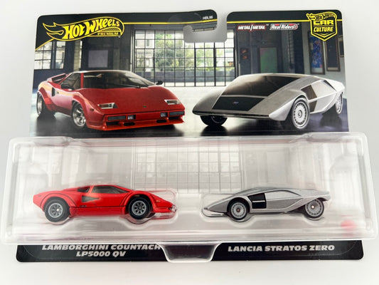 Hot Wheels Car Culture 2-Pack – Lamborghini Countach LP5000 QV & Lancia Stratos Zero Fishwheels