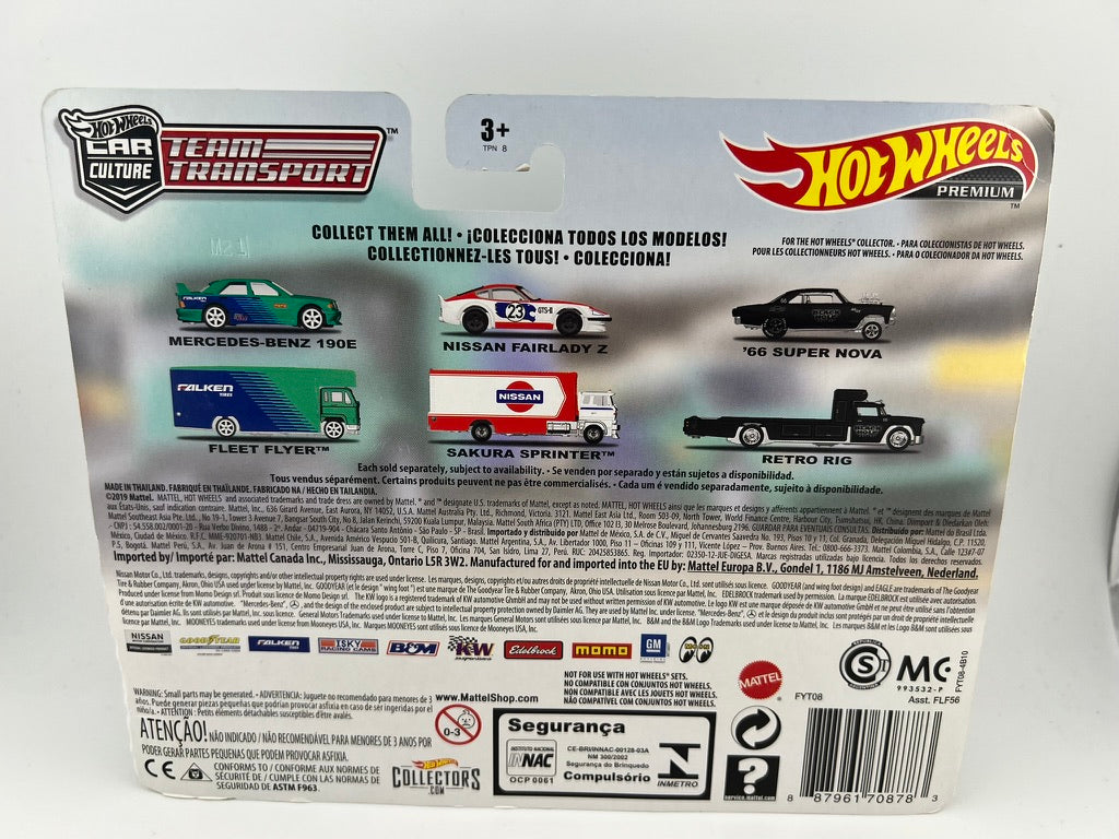 Hot Wheels Car Culture Team Transport Mercedes-Benz 190E Fleet Flyer (Falken Tires) Fishwheels