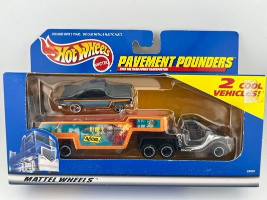 Hot Wheels Pavement Pounders Diecast Transport Truck & ’55 Chevy Fishwheels