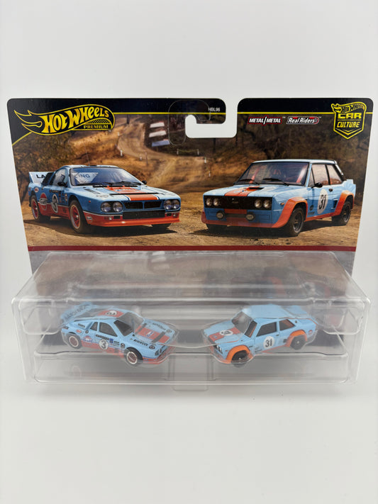 Hot Wheels Premium 2-Pack – Lancia Rally 037 & Fiat 131 Abarth | Car Culture – Gulf Livery Edition