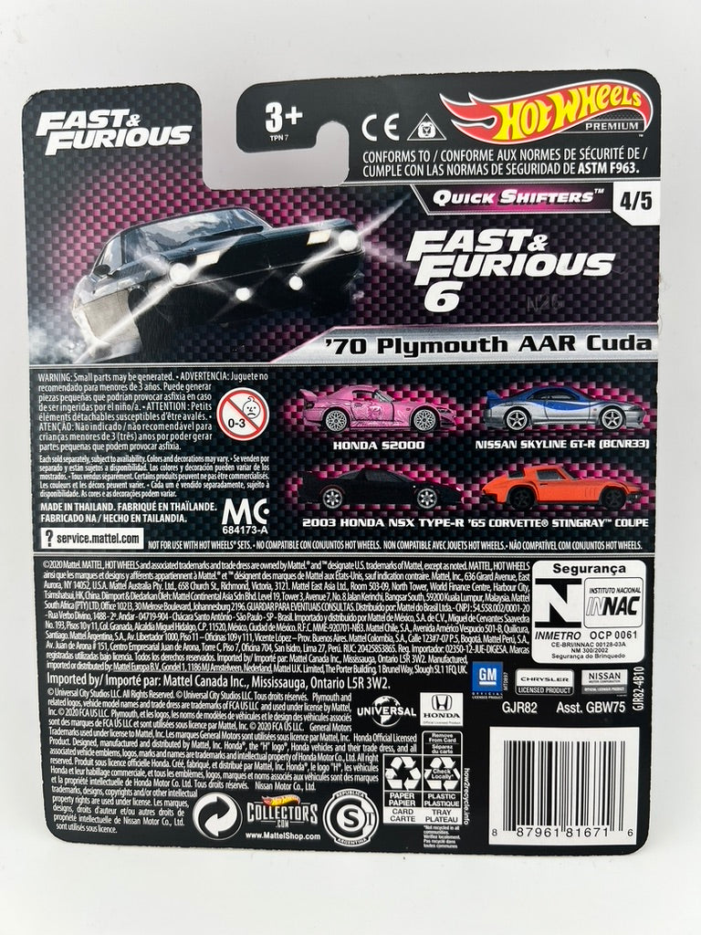 Hot Wheels Premium '70 Plymouth AAR Cuda – Fast & Furious Quick Shifters (4/5) Fishwheels