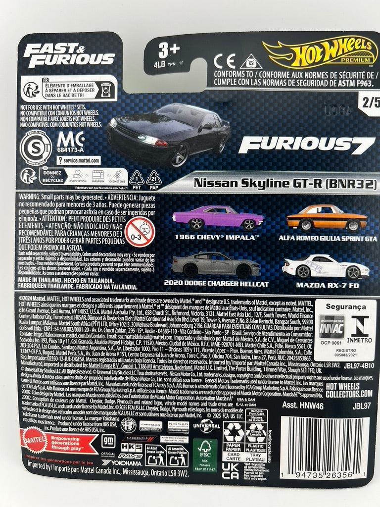 Hot Wheels Premium Fast & Furious Nissan Skyline GT-R (BNR32) Fishwheels