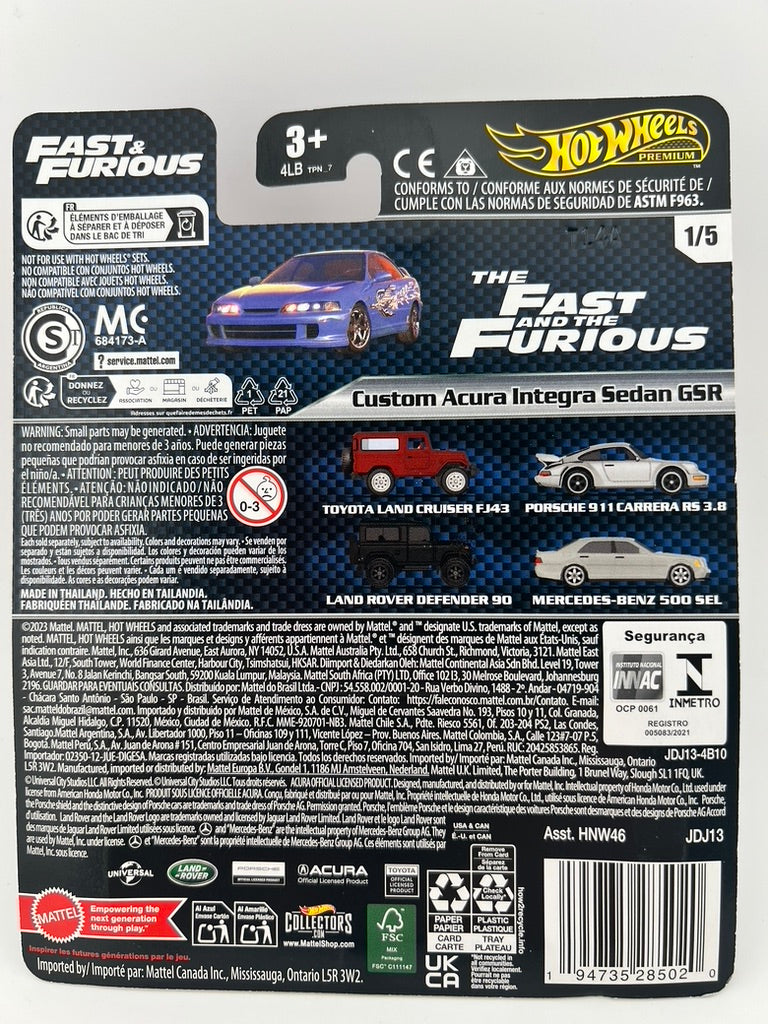 Hot Wheels Premium Fast &amp; Furious Custom Acura Integra Sedan GSR Fishwheels