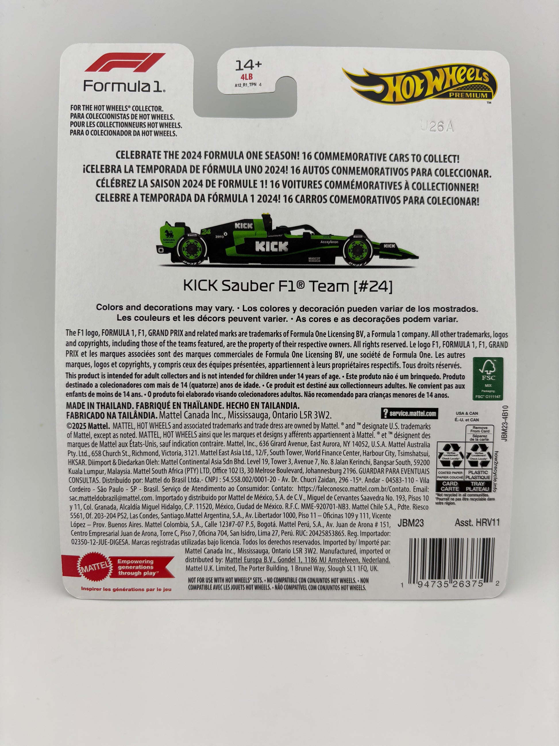 Hot Wheels Premium – KICK Sauber F1 Team (Zhou Guanyu)