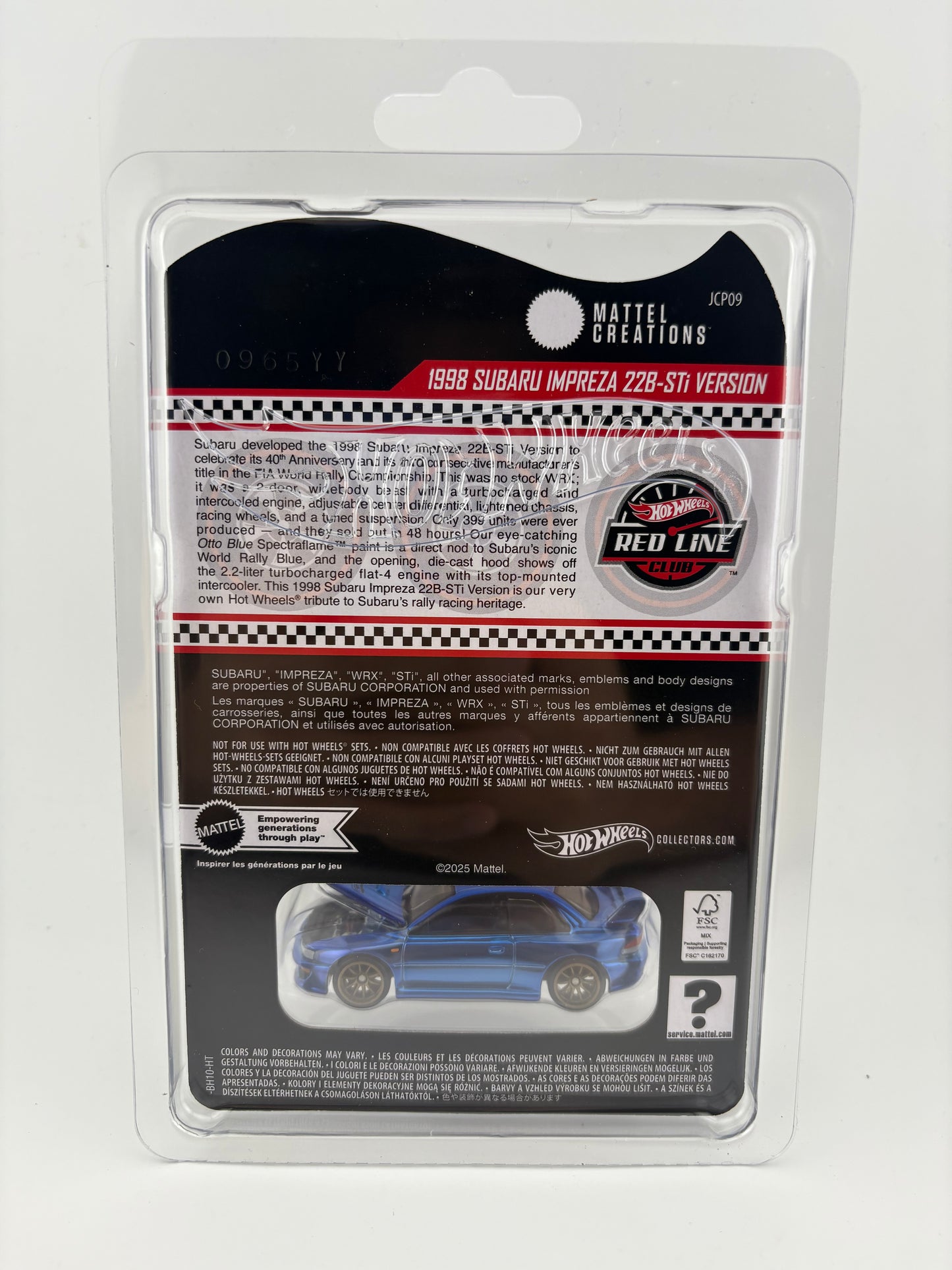 Hot Wheels Red Line Club – 1998 Subaru Impreza 22B-STi Version
