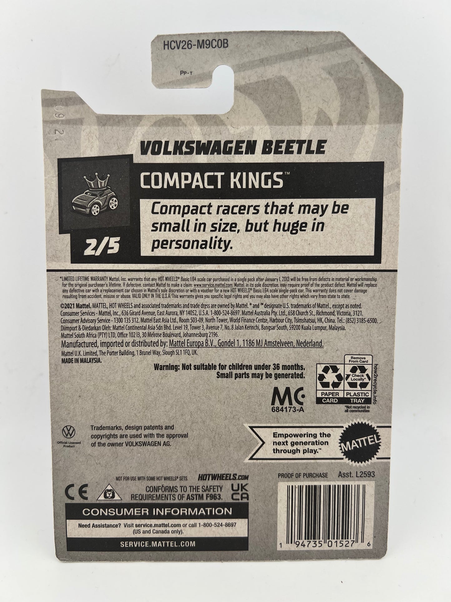 Hot Wheels Volkswagen Beetle Compact Kings 2/5 (Blue) 1:64 Scale Fishwheels