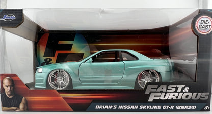 Jada Fast & Furious: Brian's Nissan Skyline GT-R R34 (Turquoise) 1/24 Scale
