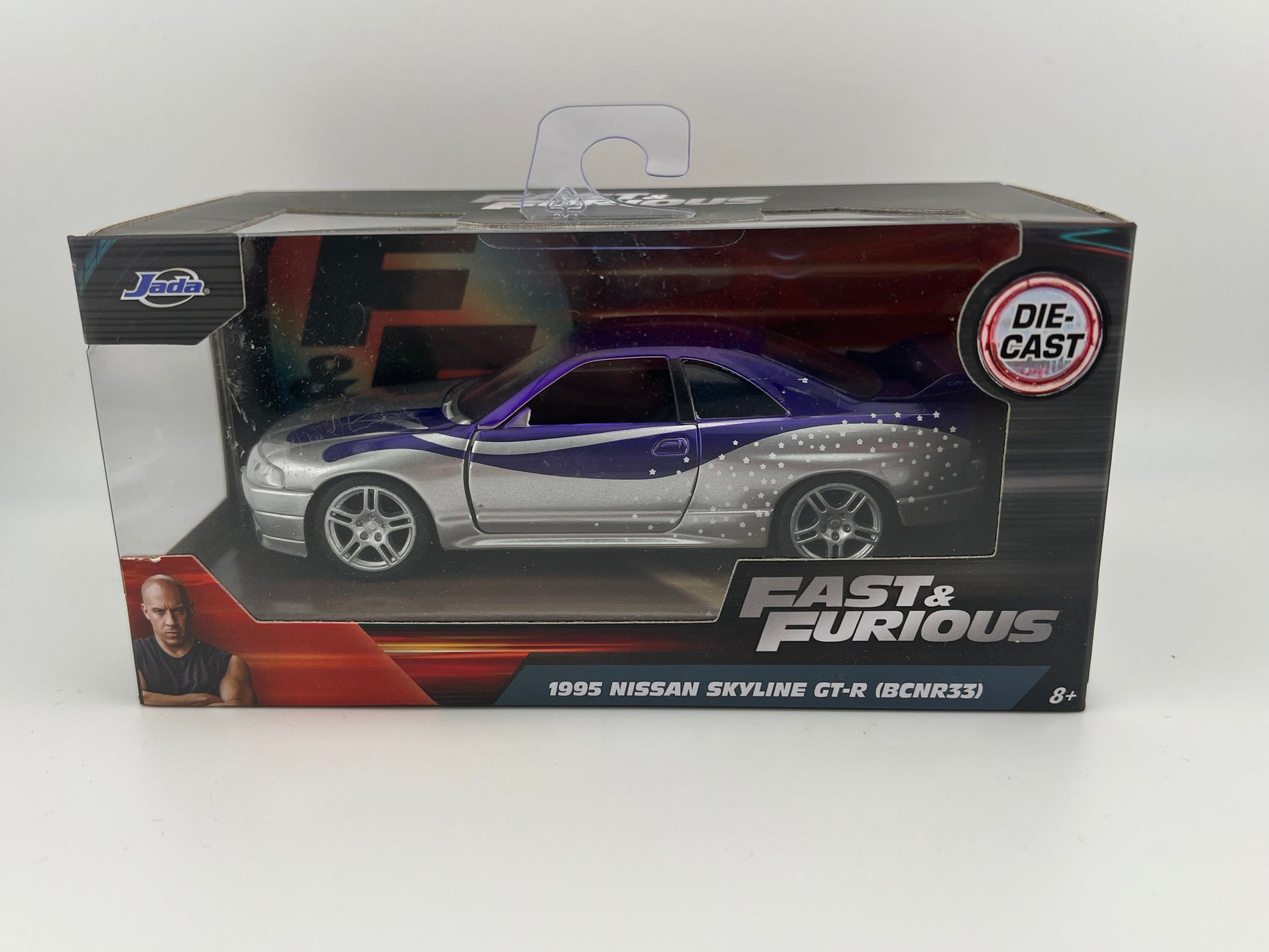 Jada 1995 NISSAN SKYLINE GT-R BCNR33 PURPLE & SILVER "FAST & FURIOUS" 1:32 Scale Fishwheels