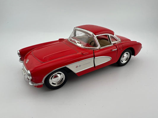 Kinsmart 1957 Chevrolet Corvette 1:34 Red and White Fishwheels