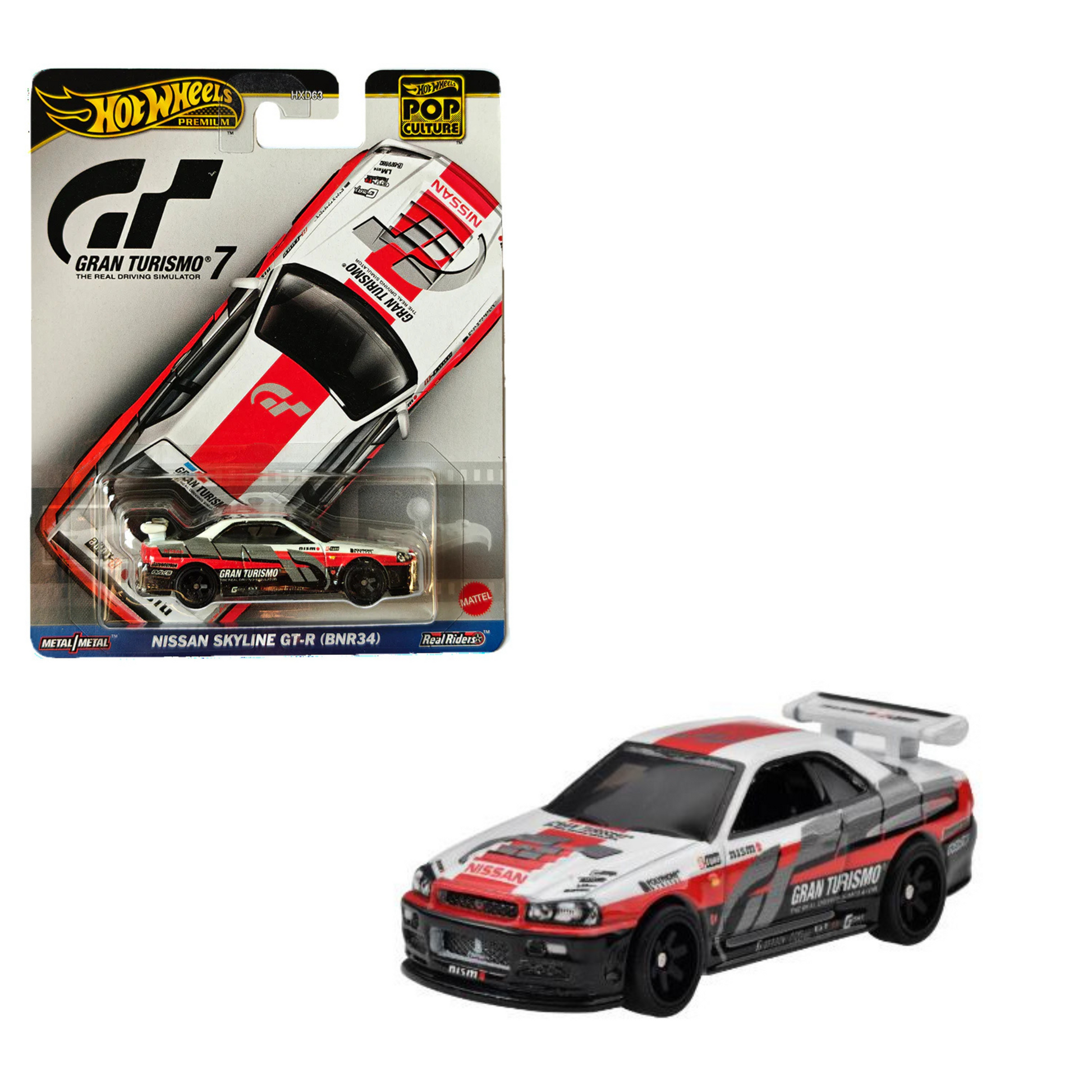 Nissan Skyline GTR (BNR34) Gran Turismo 7 Hot Wheels Car Culture Premium 1:64 Fishwheels