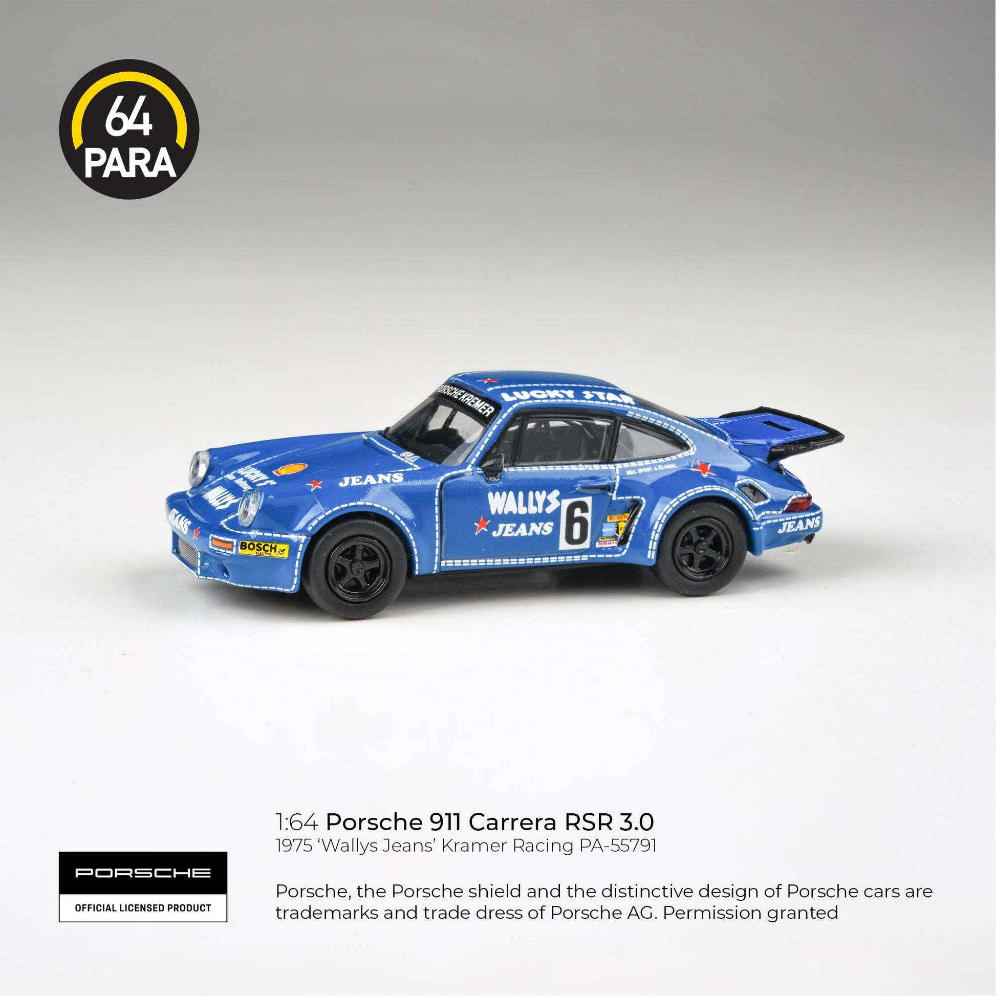 1974 Porsche 911 3.0 RSR 'Wally's Jeans' Para 64 Fishwheels Diecast