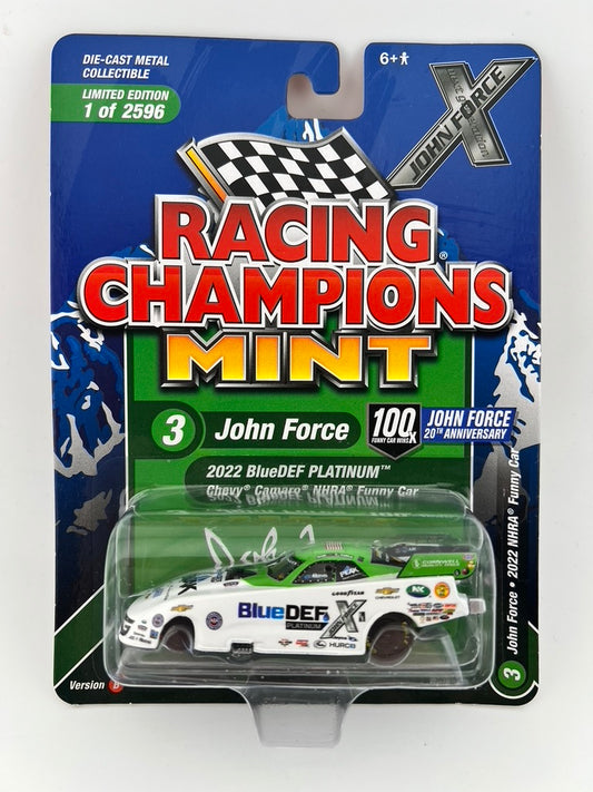 Racing Champions Mint John Force 2022 BlueDEF Platinum Funny Car Fishwheels