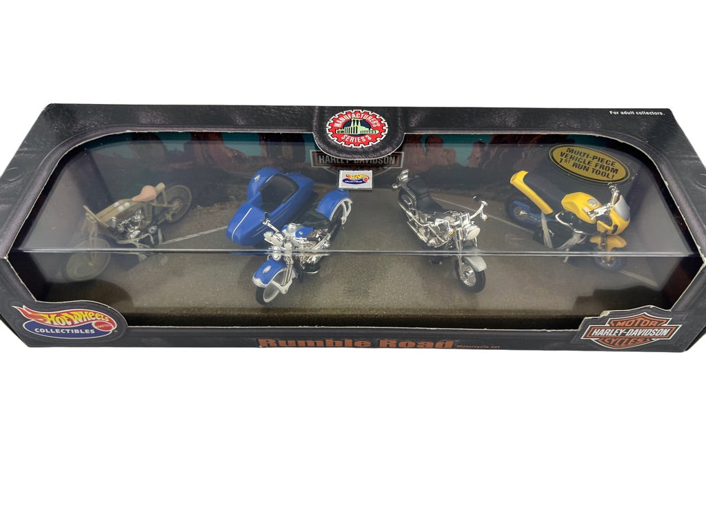 The Hot Wheels Collectibles Harley-Davidson Rumble Road Motorcycle Set Fishwheels
